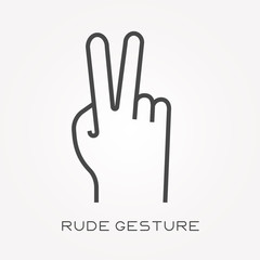 Line icon rude gesture