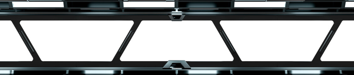 Naklejka premium Spaceship black corridor 3D rendering