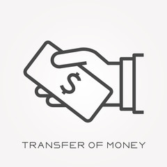 Line icon transfer of money