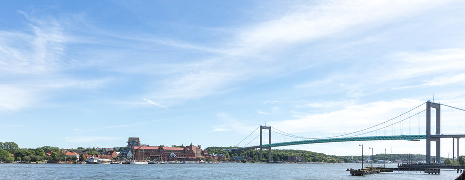  Panoramic view over the area round the entrance to gothenburg from sea with the Alvsborgs bridge and roda sten area.