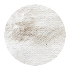 Acrylic abstract light grey, beige circle isolated on white background.