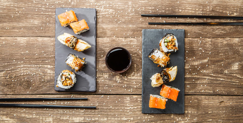 Japanese seafood sushi , rolls