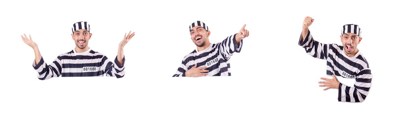 Naklejka premium Convict criminal in striped uniform