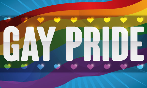 Waving Rainbow Flag for Gay Pride Event, Vector Illustration