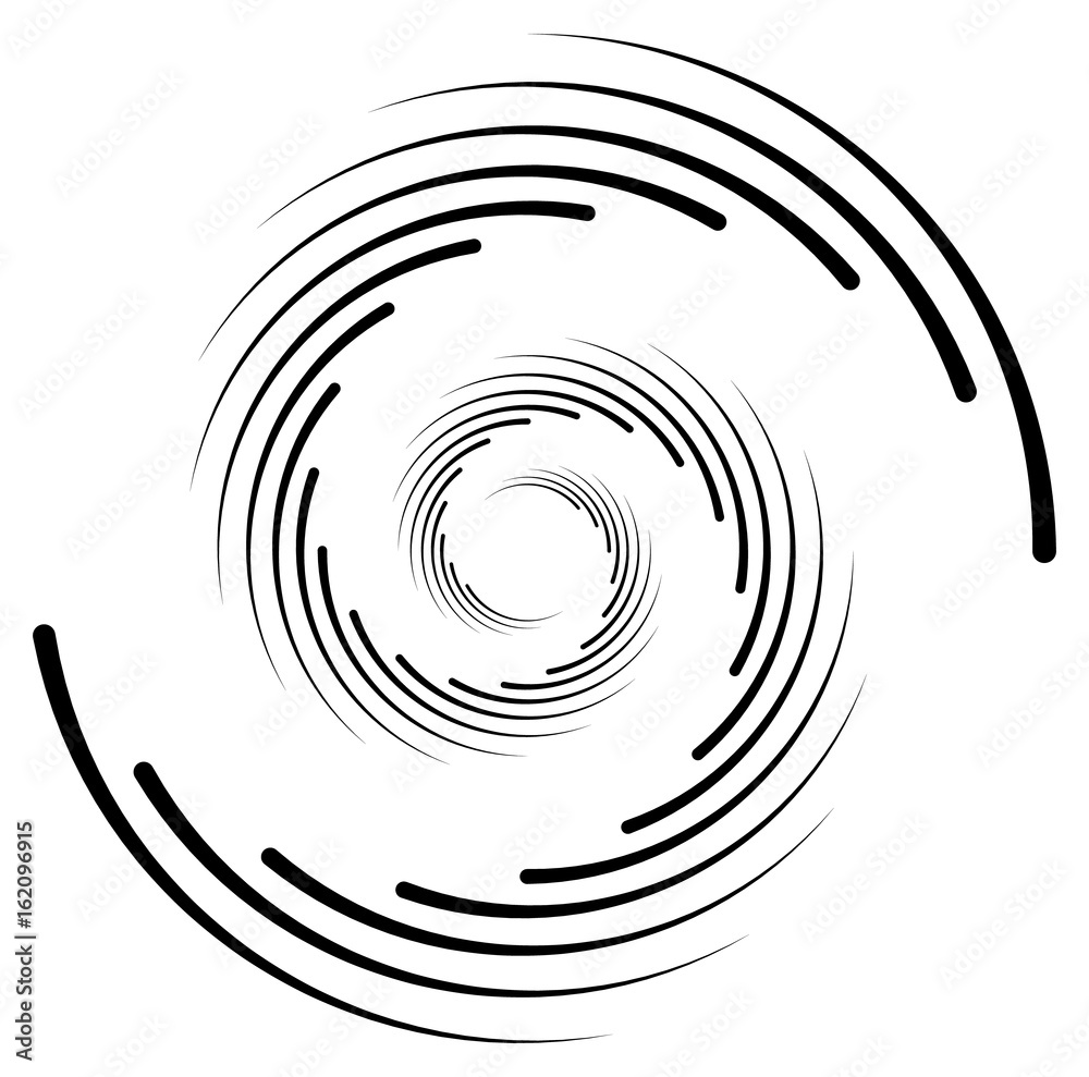 Poster radial geometric element series. abstract black and white shape in concentric, circular style. desig