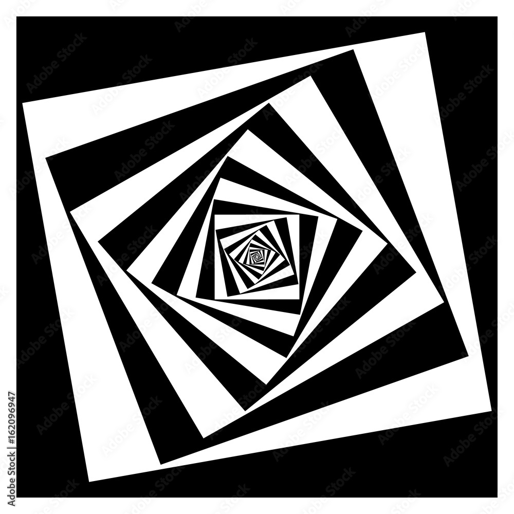 Leinwandbilder abstract geometric element with inward rotating squares. overlapping squares black and white abstrac