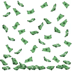 Fotobehang Geldregen Geldscheine fallen auf den Boden © fotozick