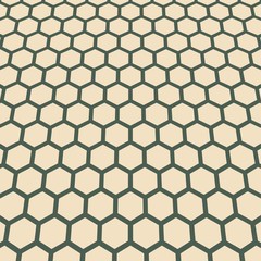 Perspective view on honeycomb. Hexagon pattern background. Isometric geometry