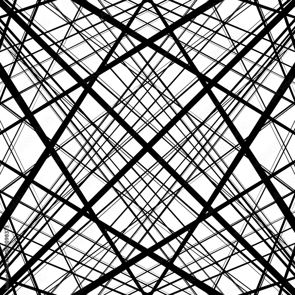 Poster Repeatable, tileable background with random, irregular lines. Seamless pattern of mesh, grid of lines. Abstract geometric texture.