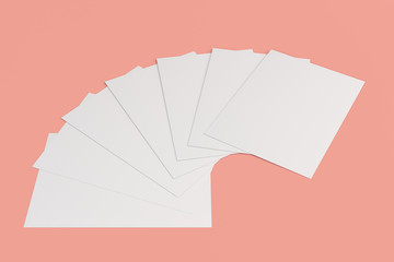 Blank white flyer mockup on red background