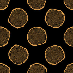 Tree Rings Seamless Vector Pattern. Saw cut tree trunk background. Vector Illustration.