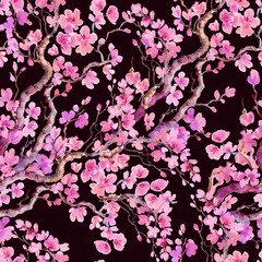 Fototapeta na wymiar cherry blossoms seamless pattern