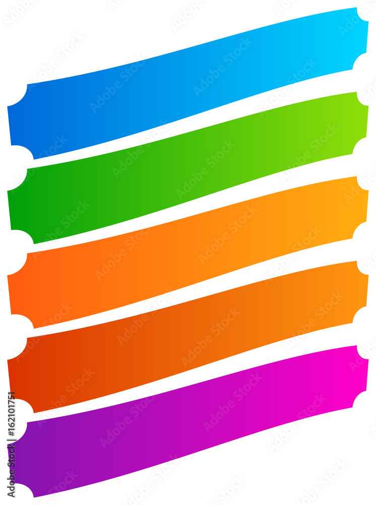 Poster set of simple banner, button shapes. colorful banners, buttons in perspective