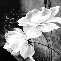 Ölbild: Weiße Rosen