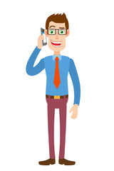 Businessman talking on mobile phone