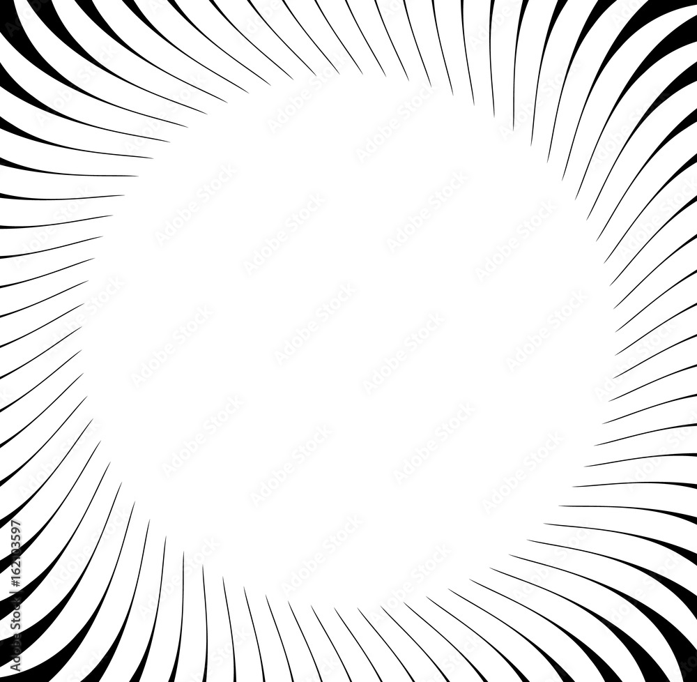 Fototapete Abstract pattern with radial lines. Radial, radiating lines with distortion effect. Circular geometric pattern