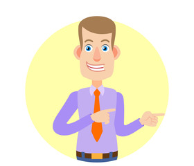 Businessman pointing something beside of him