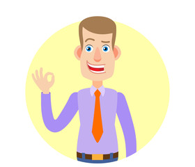 Businessman showing a okay hand sign