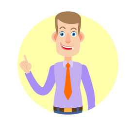 Businessman pointing up