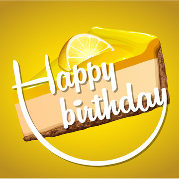 Happy birthday card template with lemon cheesecake