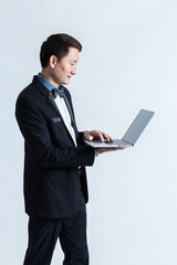 smart handsome asian business man isolated white background