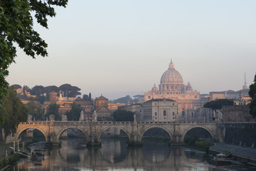 Fototapeta na wymiar Sunrise at Vatican city, Vatican, Rome, Italy.