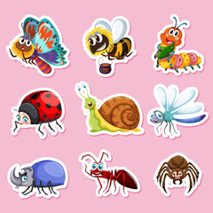 Fototapeta premium Sticker designs for different bugs