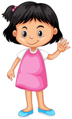 Little girl waving hand hello