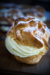 Dessert concept on dark table