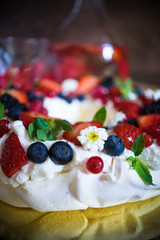 Dessert concept on dark table