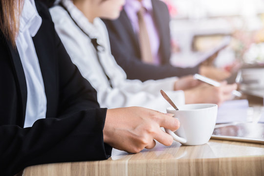morning coffee and business meeting background with free copysapce