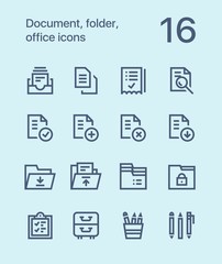 Outline Document, folder, office icons for web and mobile design pack 1