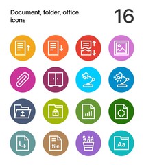 Colorful Document, folder, office icons for web and mobile design pack 2