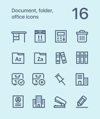 Outline Document, folder, office icons for web and mobile design pack 3