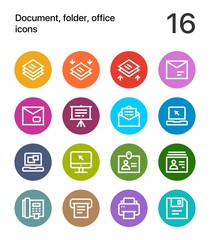 Colorful Document, folder, office icons for web and mobile design pack 4
