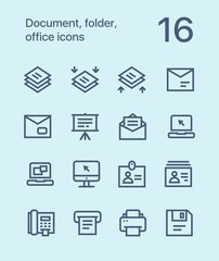 Outline Document, folder, office icons for web and mobile design pack 4