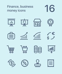 Outline Finance, business, money icons for web and mobiledesign pack 4