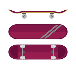 The skateboard from different angles. Isolated on a white background. Vector illustration.