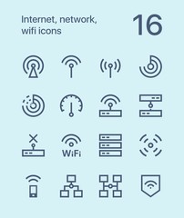 Outline Internet, network, wifi icons for web and mobile design pack 1