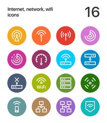 Colorful Internet, network, wifi icons for web and mobile design pack 1
