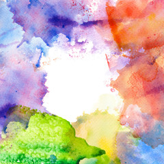 Watercolor brush stroke frame border.