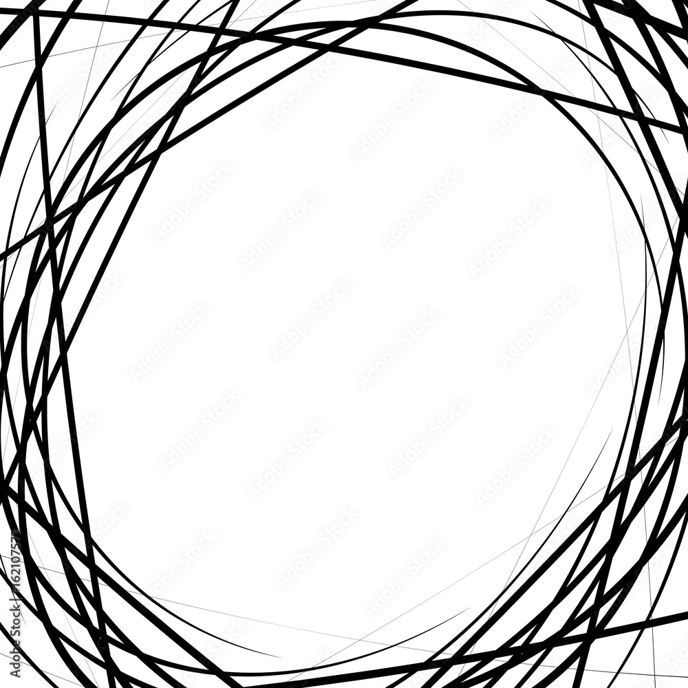 Poster Random chaotic lines abstract texture, pattern in square format