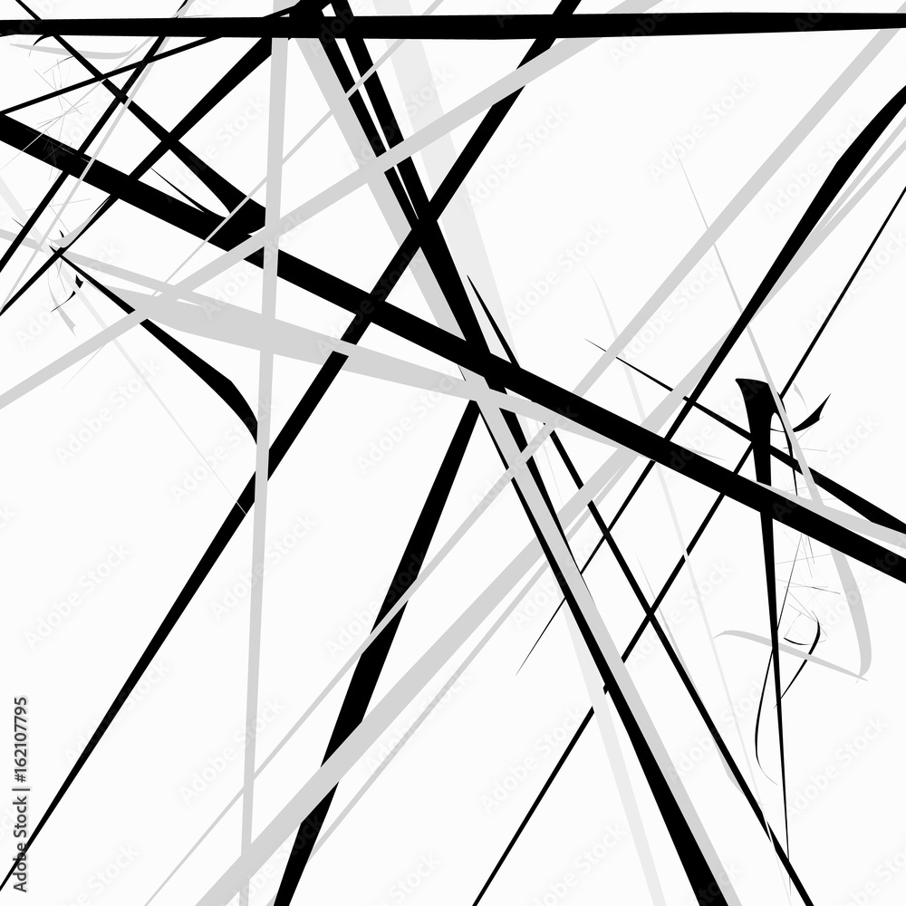 Fototapete Random intersecting lines geometric pattern. Abstract geometric black and white texture / pattern