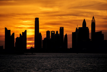 Fototapeta na wymiar Sunset of Dubai Terrace