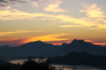 Sunset scene in Luang Prabang, Laos.