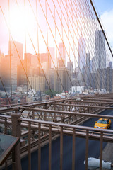Naklejka premium View of Manhattan from Brooklyn bridge