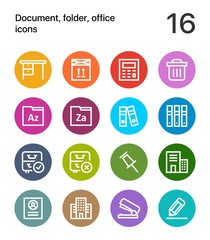 Colorful Document, folder, office icons for web and mobile design pack 3