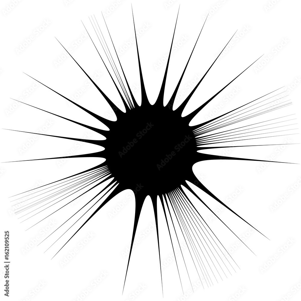 Leinwandbilder radial lines, rays with distortion. abstract geometric element.