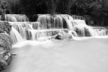 Kuang si waterfall in Luang prabang,Laos. Black and White tone.