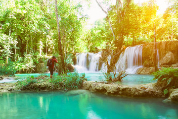 Tad Sae or Tat Sae Waterfall in Luang prabang province, Laos.